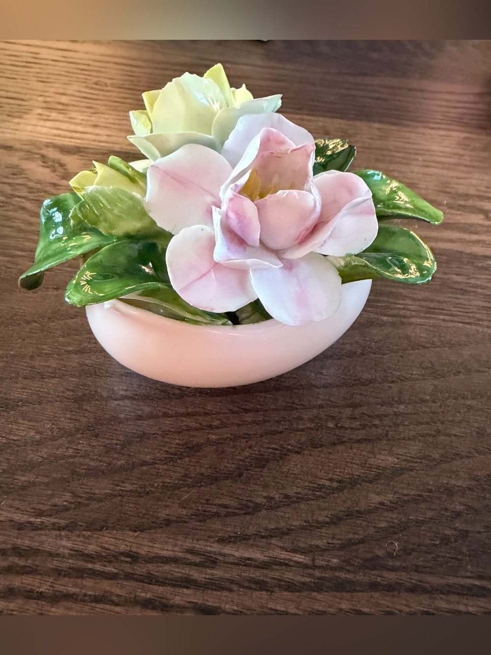 Vintage Pink and Yellow Porcelain Floral Bowl